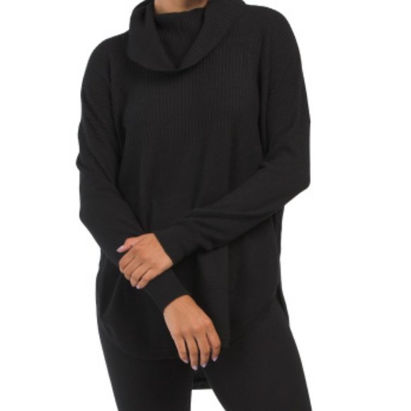 2 PIECE MAX STUDIO Cashmere Textured Cowl Neck Set Kangaroo Pocket 1594T0 - Picture 2 of 5